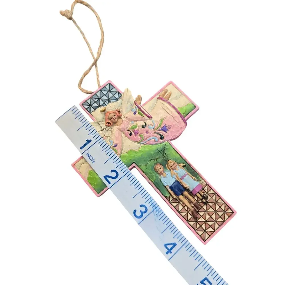 Jim Shore Guardian Angel Cross Pink Children Ornament Hanging Art